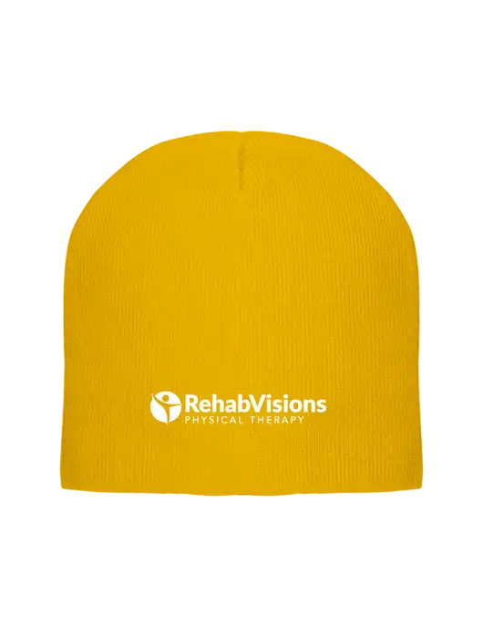 Solid Yellow Gold Element Knit Beanie w/RV Physical Therapy Logo