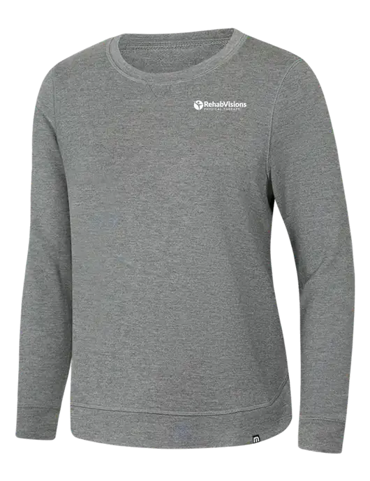 TravisMathew Womens Light Grey Heather Lightweight Long Weekend Crew w/RV Physical Therapy Logo