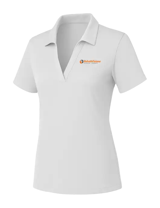 Womens White PosiCharge RacerMesh Polo w/RV Physical Therapy Logo
