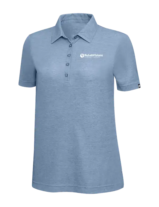 TravisMathew Slate Blue Heather Womens Oceanside Polo w/RV Physical Therapy Logo