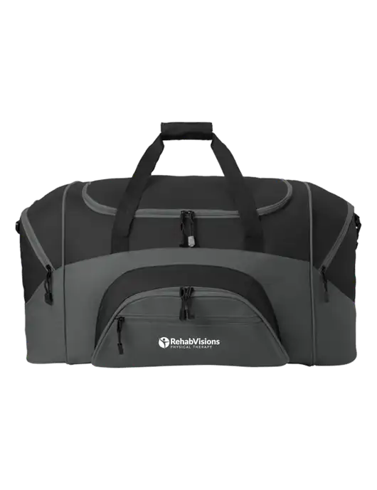 Standard Colorblock Black/Dark Grey Sport Duffel w/RV Physical Therapy Logo