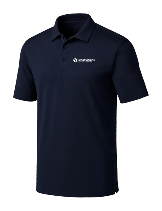 Navy Silk Touch Performance Polo w/RV Physical Therapy Logo