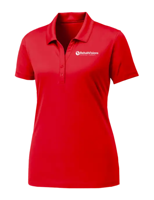 Womens Red PosiCharge Competitor Polo w/RV Physical Therapy Logo