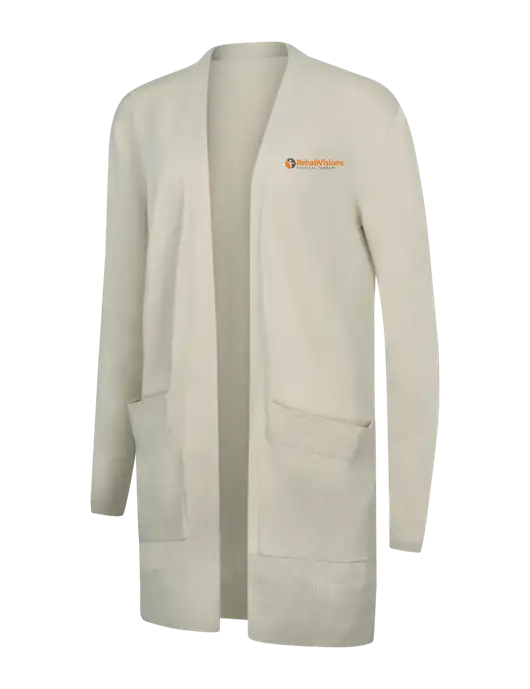 Mercer+Mettle Womens Ivory Open Front Cardigan Sweater w/RV Physical Therapy Logo