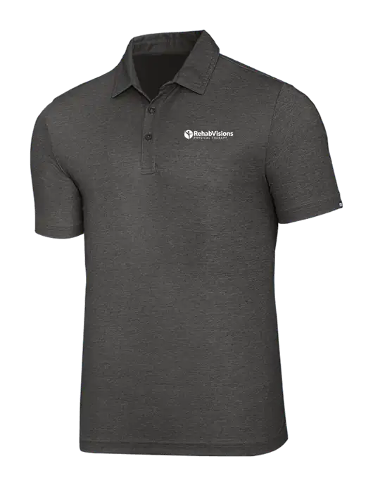 TravisMathew Black Heather Oceanside Polo w/RV Physical Therapy Logo