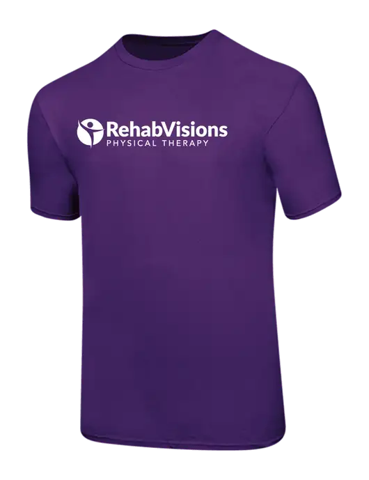 Ring Spun Purple 4.5 oz T-Shirt w/RV Physical Therapy Logo