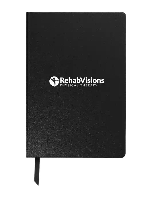Achieve Black Hardcover Journal, 5.5 x 8.37 w/RV Physical Therapy Logo