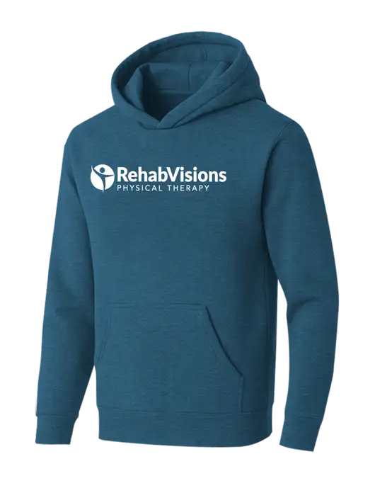 BELLA+CANVAS Heather Deep Teal Sponge Fleece Pullover Hoodie w/RV Physical Therapy Logo