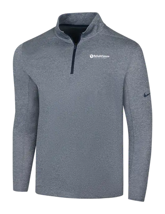 NIKE Navy Heather Dry 1/2 Zip Cover-Up w/RV Physical Therapy Logo