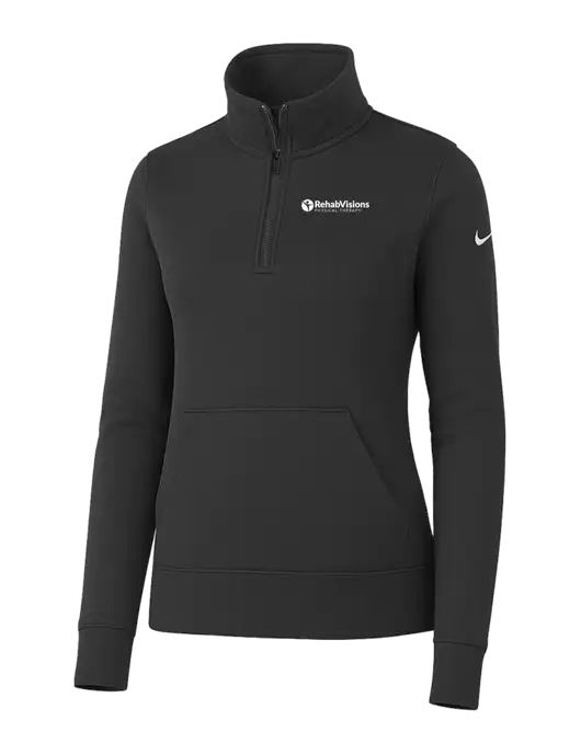 Nike Womens Dark Grey Club Fleece Sleeve Swoosh 1/2-Zip w/RV Physical Therapy Logo
