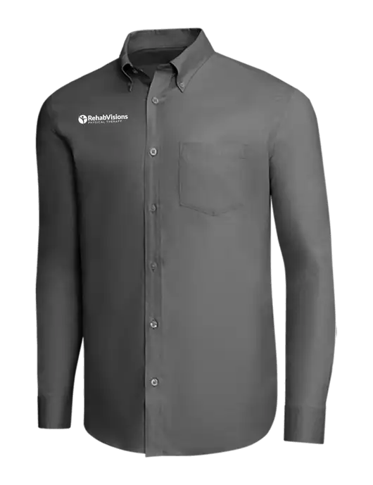 Brooks Brothers Dark Grey Wrinkle-Free Stretch Pinpoint Shirt w/RV Physical Therapy Logo