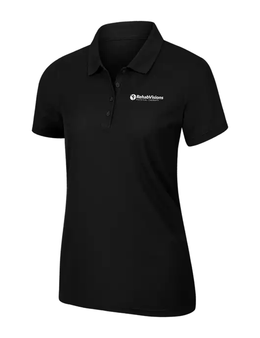 Womens Black Core Classic Pique Polo w/RV Physical Therapy Logo