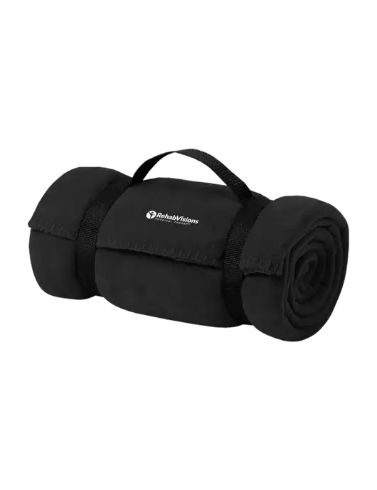 Casual Black Fleece Blanket With Strap w/RV Physical Therapy Logo