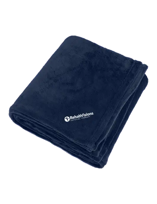 Oversized Deep Navy Ultra Plush Blanket w/RV Physical Therapy Logo