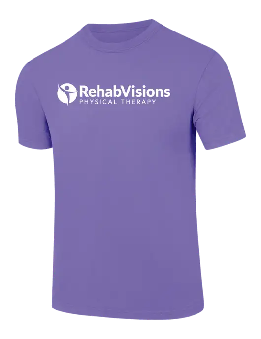 Comfort Colors 6.1 oz Light Purple Heavyweight Ring Spun T-Shirt w/RV Physical Therapy Logo