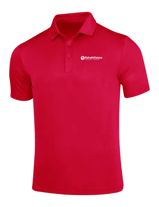 True Red Posi-UV Pro Polo w/RV Physical Therapy Logo