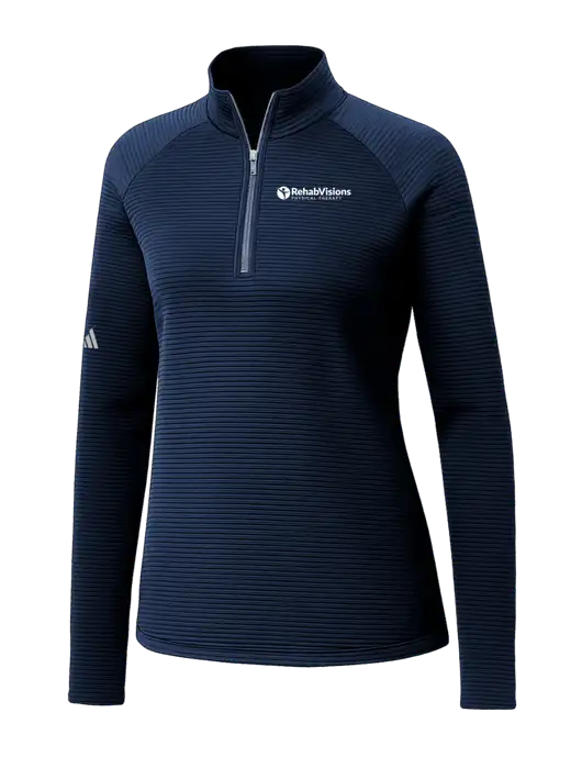 Adidas Womens Navy Spacer Quarter-Zip Pullover  w/RV Physical Therapy Logo