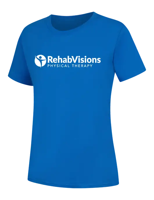 Womens Royal Blue Core Blend Tee w/RV Physical Therapy Logo