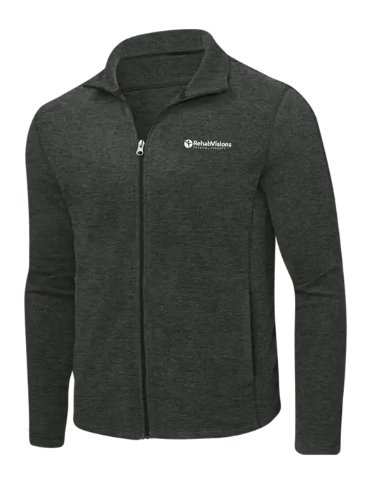 Charcoal Heather Microfleece Full-Zip Jacket w/RV Physical Therapy Logo