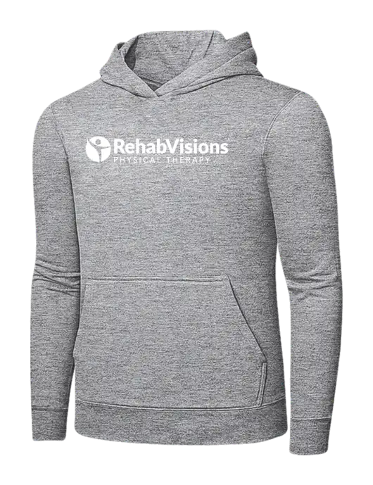 Light Grey Heather 7.8 oz Ring Spun Hooded Sweatshirt w/RV Physical Therapy Logo