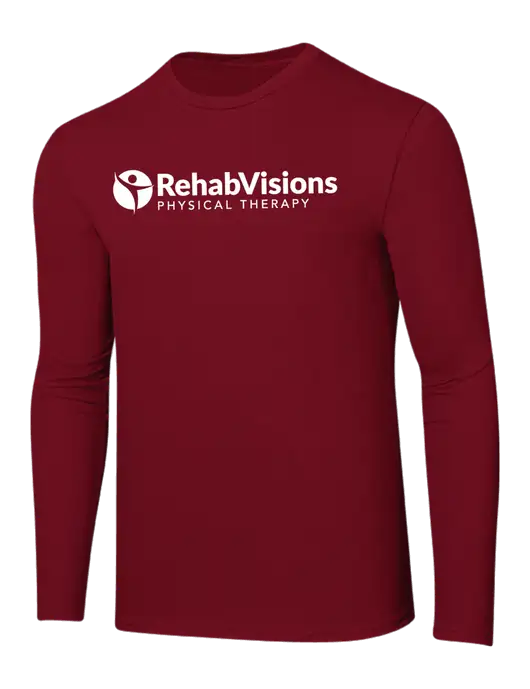 Ring Spun Cardinal 4.5 oz Long Sleeve T-Shirt w/RV Physical Therapy Logo