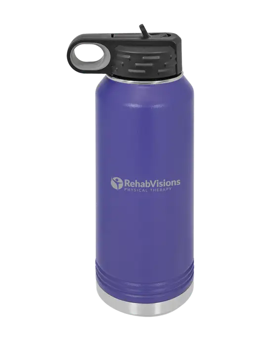 Polar Camel 32 oz Powder Coated Purple Vacuum Insulated Water Bottle w/RV Physical Therapy Logo