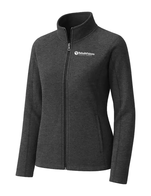 Charcoal Womens Heather Microfleece Full-Zip Jacket w/RV Physical Therapy Logo