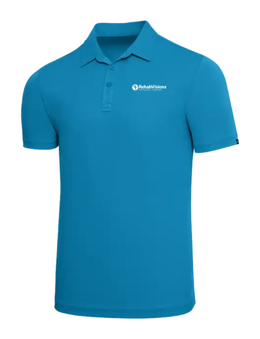 TravisMathew Sapphire Solid Oceanside Polo w/RV Physical Therapy Logo