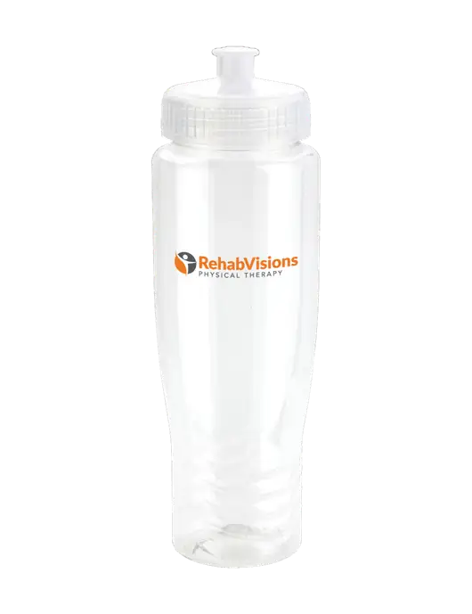 Roam Clear 28 oz Eco-Polyclear Bottle with Push Pull Lid w/RV Physical Therapy Logo