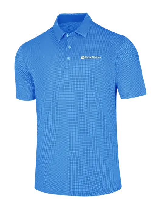 Callaway Carolina Blue Fashion Gingham Polo w/RV Physical Therapy Logo