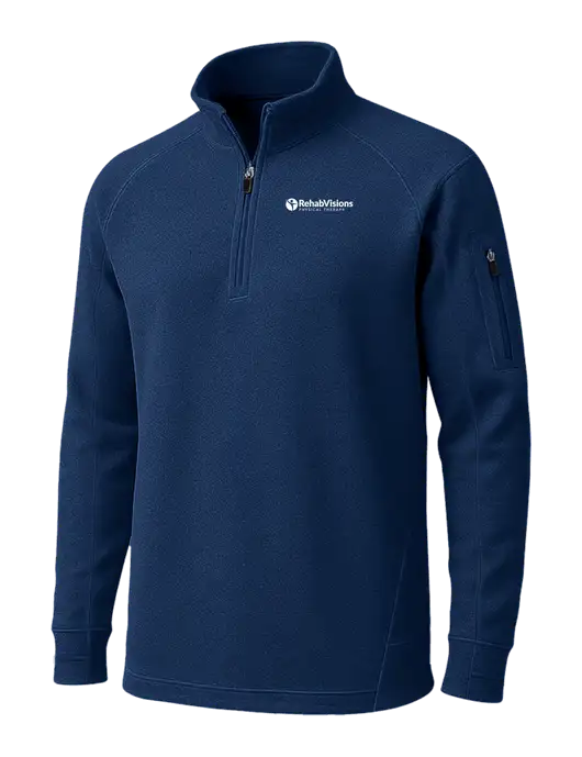 True Navy Tech Fleece 1/4 Zip Pullover w/RV Physical Therapy Logo