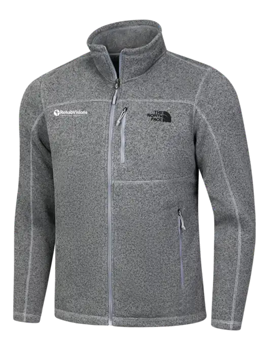 North Face Medium Grey Heather Sweater Fleece Jacket w/RV Physical Therapy Logo