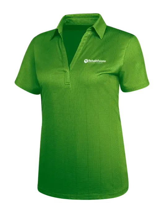 Kelly Green Womens Performance Fine Jacquard Polo w/RV Physical Therapy Logo