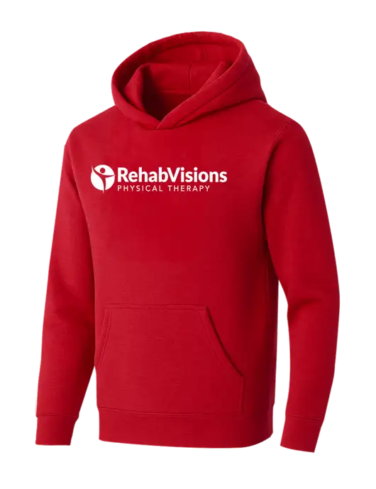 BELLA+CANVAS Red Sponge Fleece Pullover Hoodie w/RV Physical Therapy Logo
