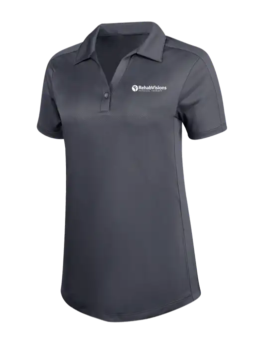 Womens Dark Grey Diamond Jacquard Polo w/RV Physical Therapy Logo