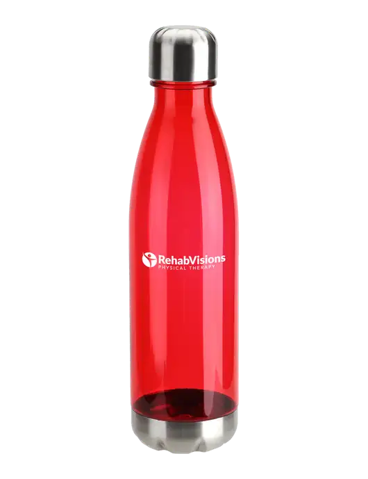 Bayside Tritan Red 25 oz Bottle with Stainless Base and Cap w/RV Physical Therapy Logo