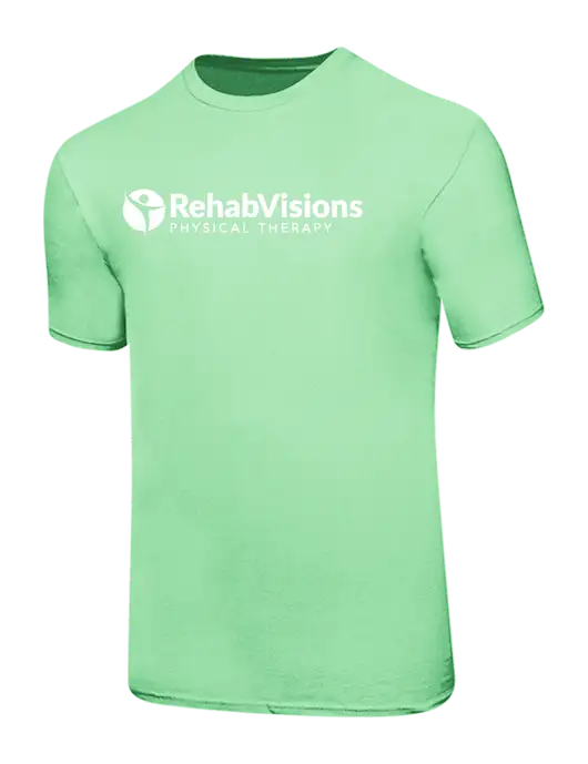 Ring Spun Light Green 4.5 oz T-Shirt w/RV Physical Therapy Logo