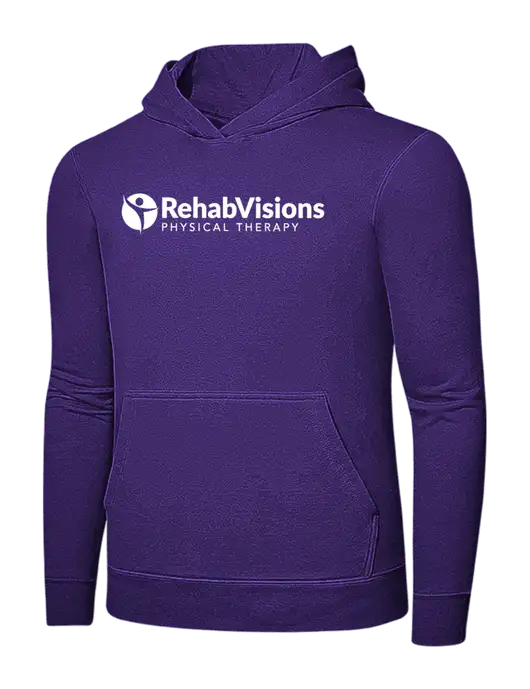 Purple 7.8 oz Ring Spun Hooded Sweatshirt w/RV Physical Therapy Logo
