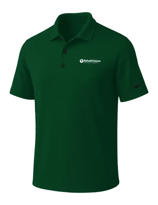 NIKE Dark Green Dri-Fit Micro Pique Polo w/RV Physical Therapy Logo