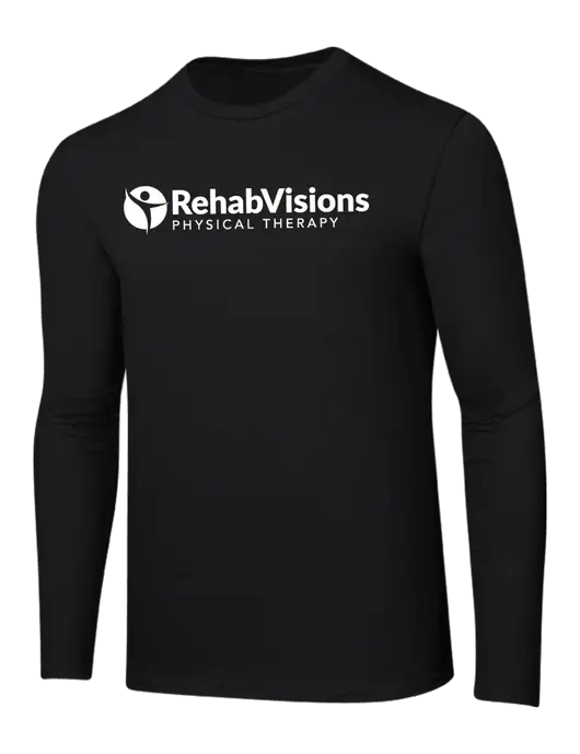 Ring Spun Jet Black 4.5 oz Long Sleeve T-Shirt w/RV Physical Therapy Logo