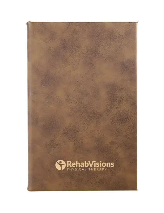Rustic Leatherette 5.25 x 8.25 Journal w/RV Physical Therapy Logo
