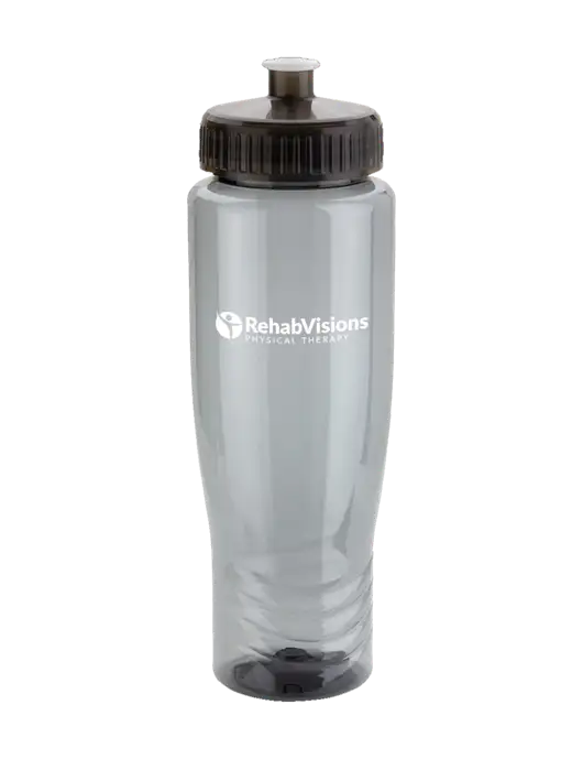 Roam Smoke 28 oz Eco-Polyclear Bottle with Push Pull Lid w/RV Physical Therapy Logo