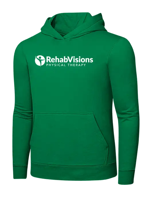 Dark Kelly Green 7.8 oz Ring Spun Hooded Sweatshirt w/RV Physical Therapy Logo