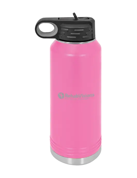 Polar Camel 32 oz Powder Coated Pink Vacuum Insulated Water Bottle w/RV Physical Therapy Logo