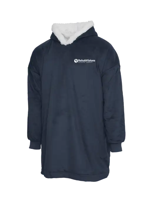 Wearable Lodge Navy Blanket w/RV Physical Therapy Logo