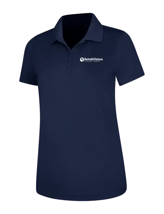 Dark Navy Womens Dry Zone UV Mesh Polo w/RV Physical Therapy Logo