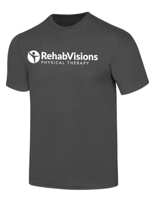 Simply Soft Charcoal 4.5oz  Poly/Combed Ring Spun Cotton T-Shirt w/RV Physical Therapy Logo