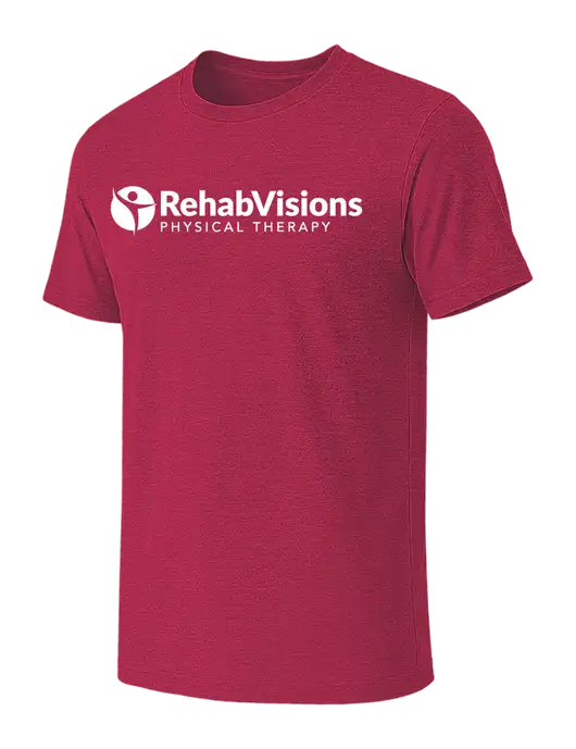 BELLA+CANVAS Heather Raspberry CVC Short Sleeve Tee w/RV Physical Therapy Logo