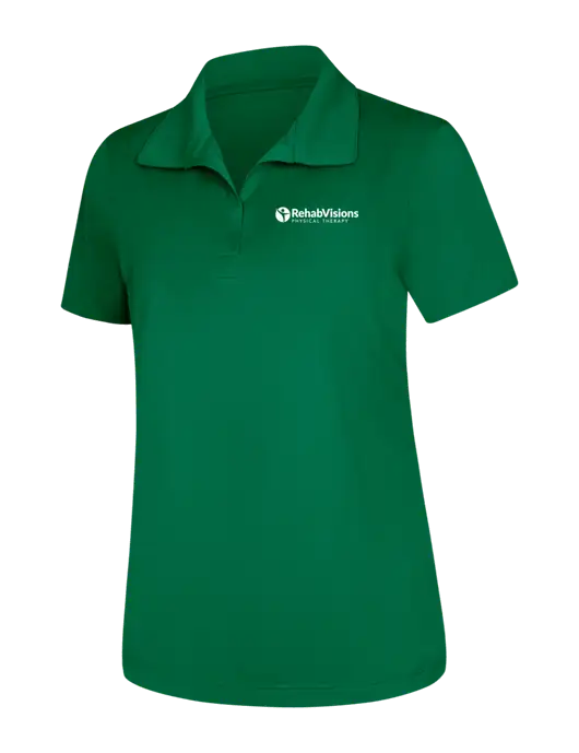 Womens Kelly Green Micropique Sport-Wick Polo w/RV Physical Therapy Logo