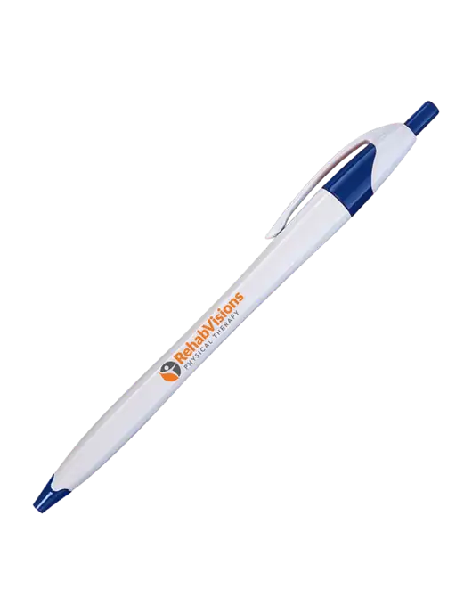 Novella White/Royal Classic Pen - Blue Ink w/RV Physical Therapy Logo